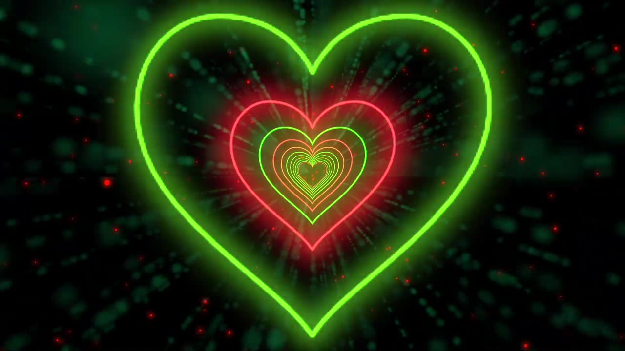 190. Heart Tunnel ❤️💚 Heart Background Neon Heart Nikolausherz