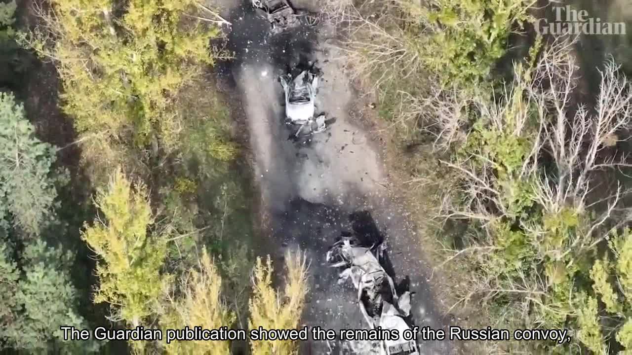 The Guardian showed the remains of a Russian convoy that tried to leave the Liman