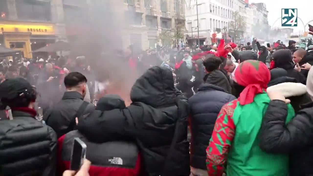 The Belgium-Morocco match goes completely wrong in #Brussels