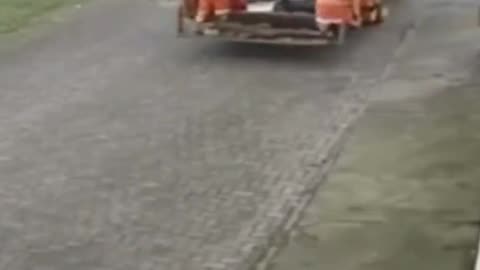 The woman literally melted into the truck.