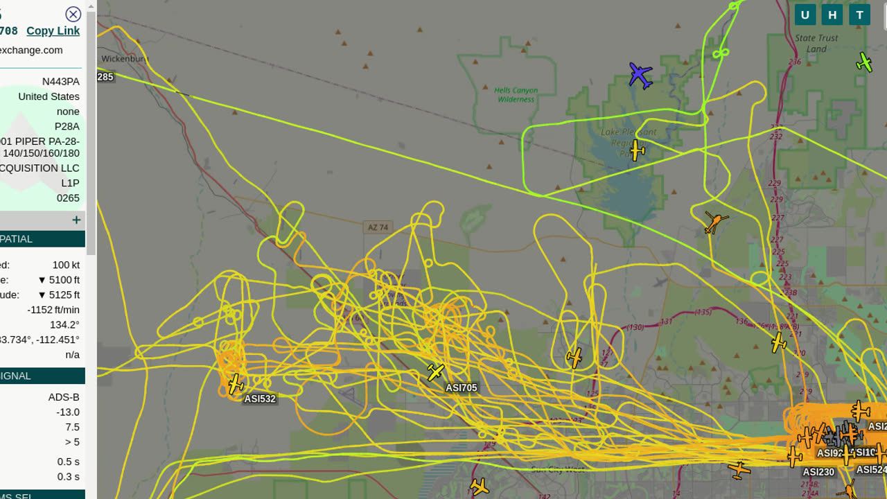 N443PA N821PA Gang Stalking Mormons from Utah over Arizona