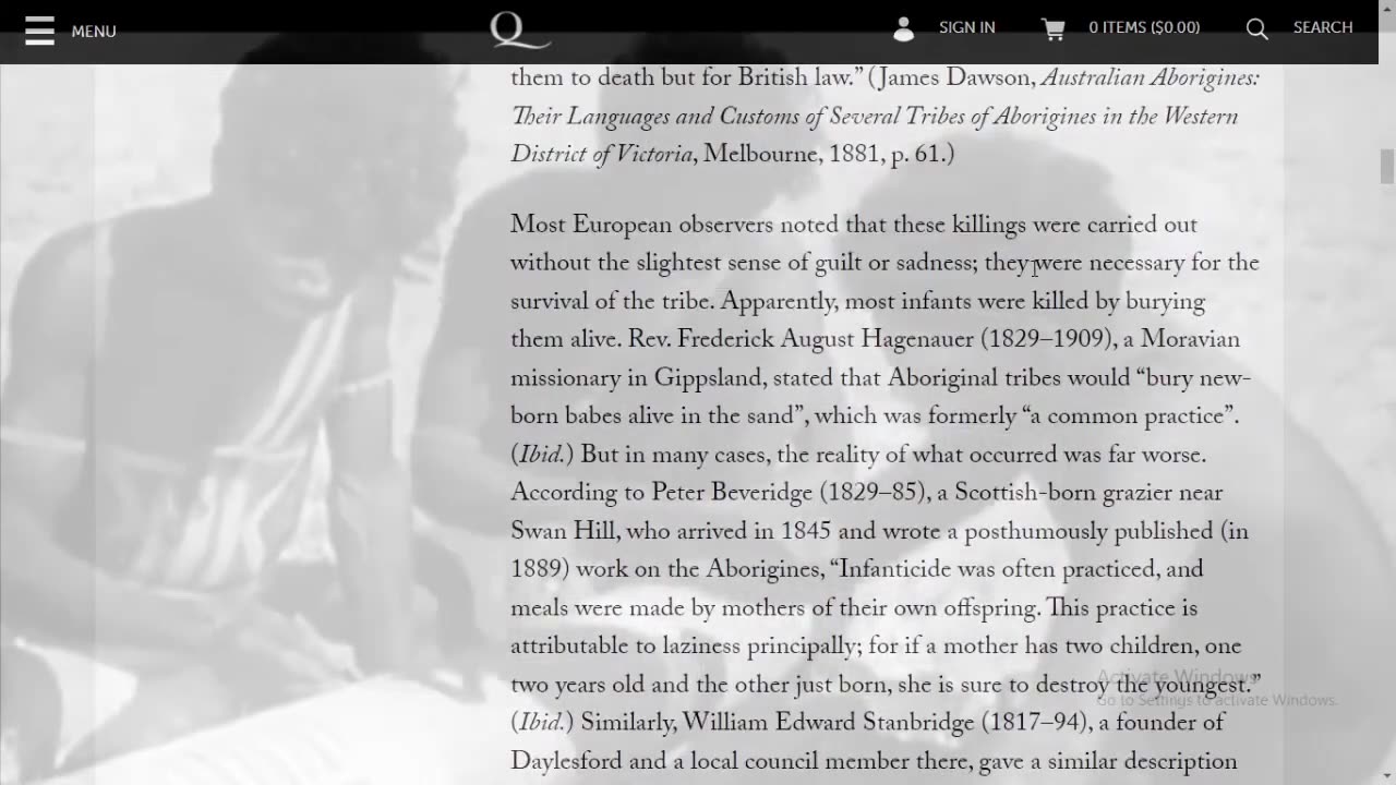 Aboriginal Cannibalism & Infanticide was common