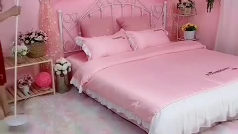 Girls pink bedroom makeover idea feel like princess 👸