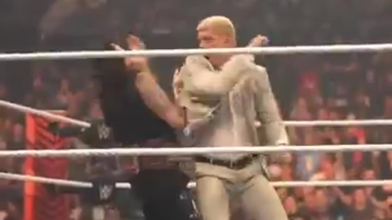 Cody Rhodes hit the CROSS RHODES on Dirty Dom in a SUIT