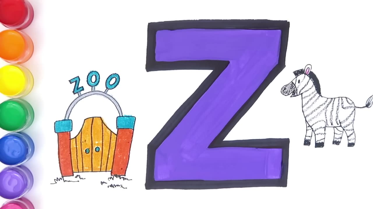 Learn Alphabet a to z with Words - Colouring and Drawing for kids