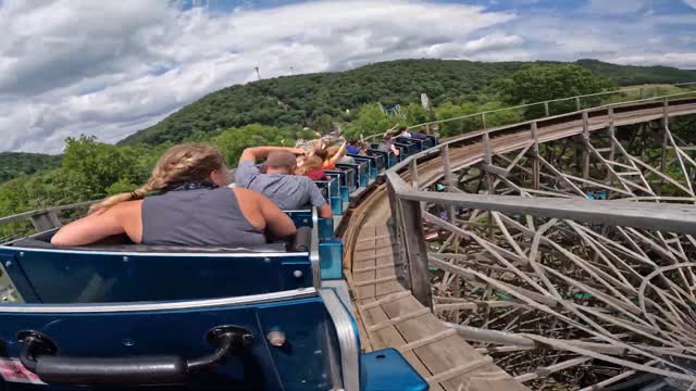 BACK ROW Twister POV - Knoebels Wooden Roller Coaster