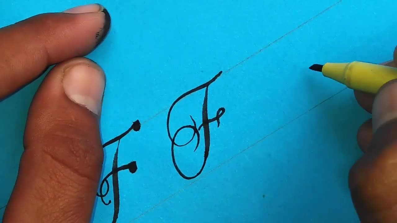 Letter F calligraphy _ How to write F alphabet in style