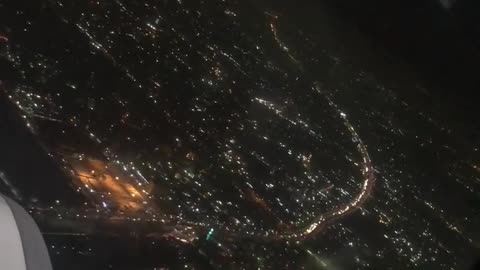 Flying from the top of Egypt, in a night airplane