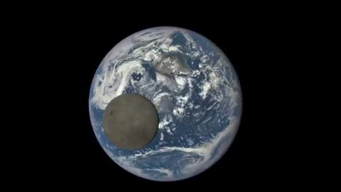 Epic view of moon transiting the earth