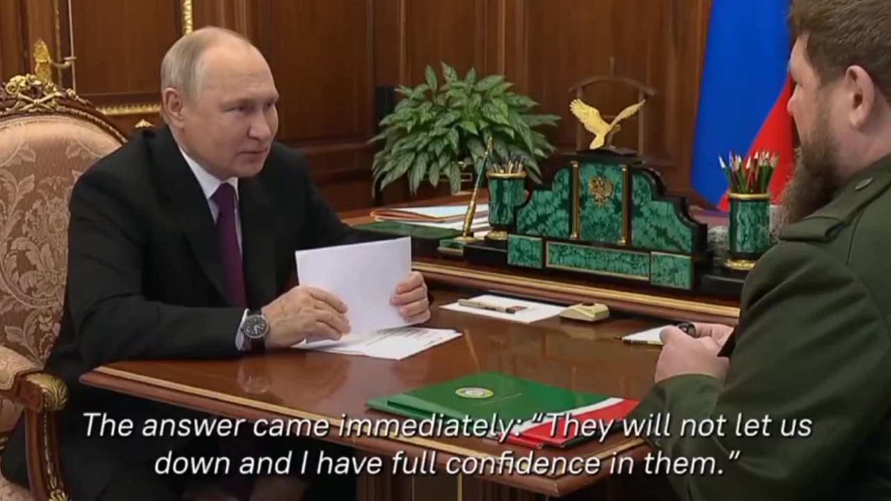 Vladimir Putin honors Chechen fighters during meeting with region head Ramzan Kadyrov: