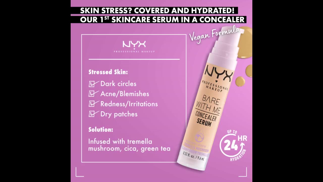 NYX PROFESSIONAL MAKEUP Bare With Me Concealer Serum, Up To 24Hr Hydration - Fair