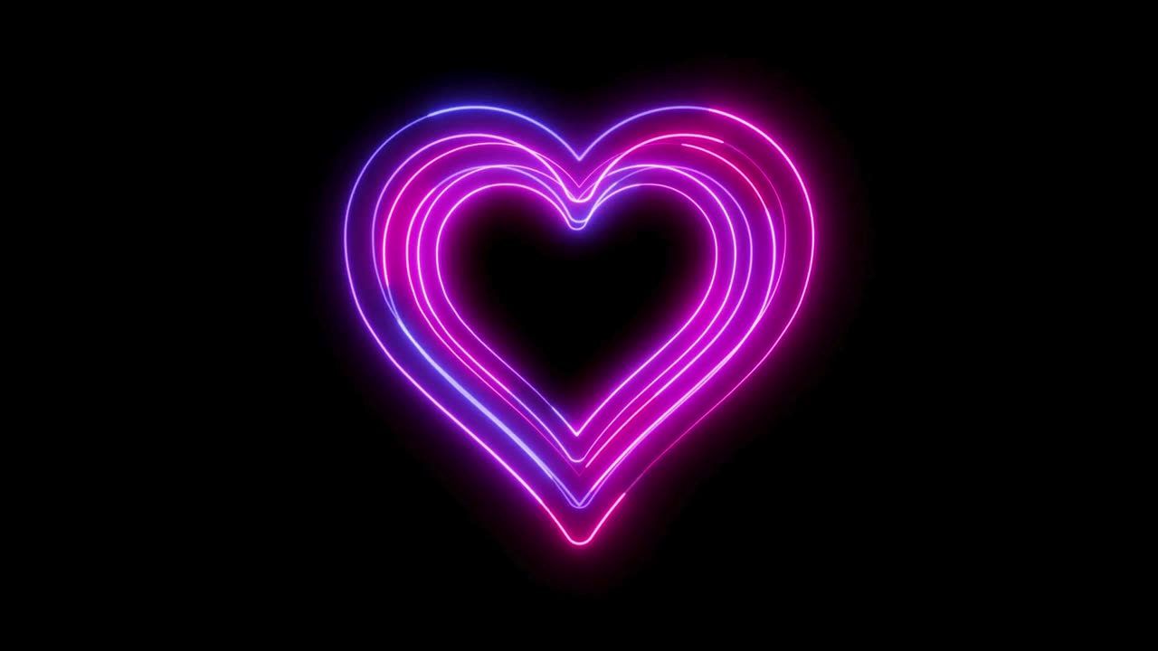708. Neon Heart Tunnel💜Purple Heart Background Heart