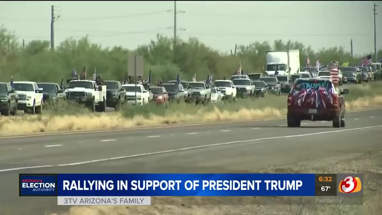 Supporters of President Trump held a car rally that stretched for miles across the Phoenix area