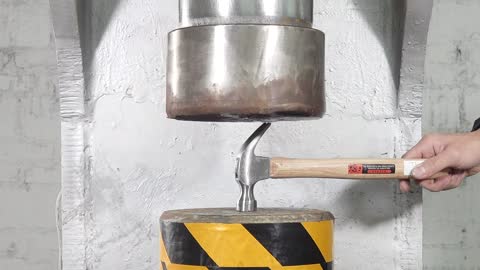 Powerful hydraulic presses vs gas tank with gas, the result of mechanical blow up 😱!