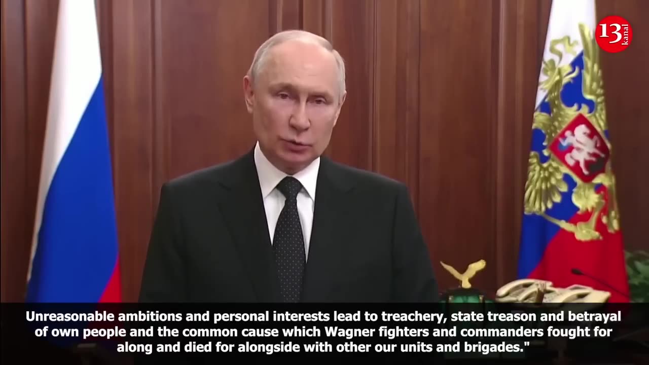 MOMENT: Putin says Wagner mutiny is 'treason' in televised address