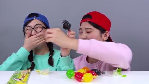 Tiktok Jelly Fruit Candy Challenge with Most Popular Sour Candy DONA MUKBANG