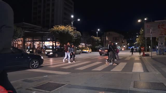 Night Walking street view in аutumn, Sirok Sokak "Epinal" Bitola, Macedonia | Relax Jazz Music