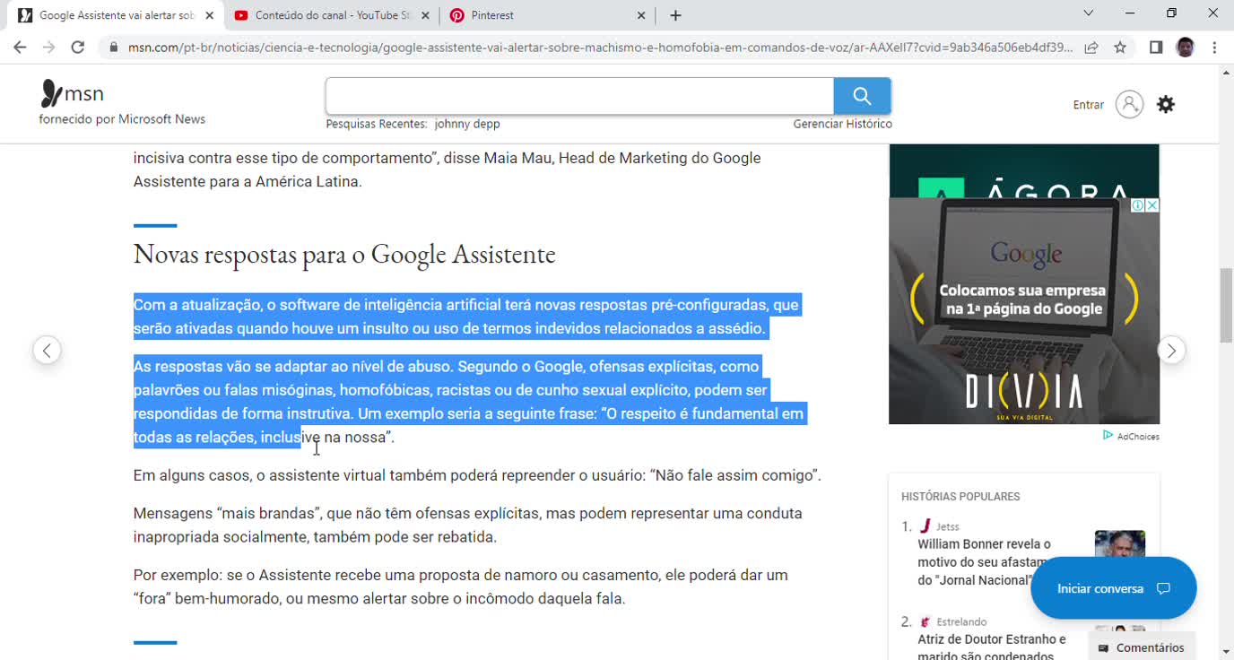 Google Assistente vai alertar sobre machismo e homofobia em comandos de voz