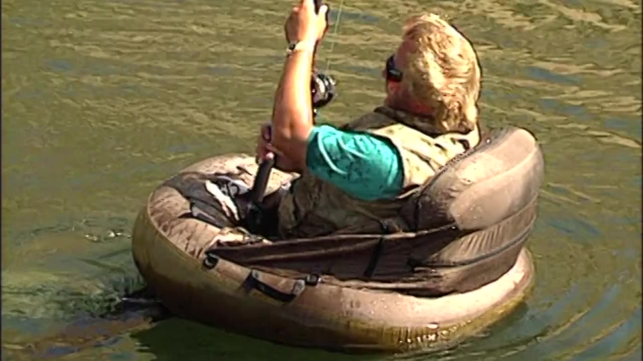 Catching a Sturgeon in a "Belly boat"!