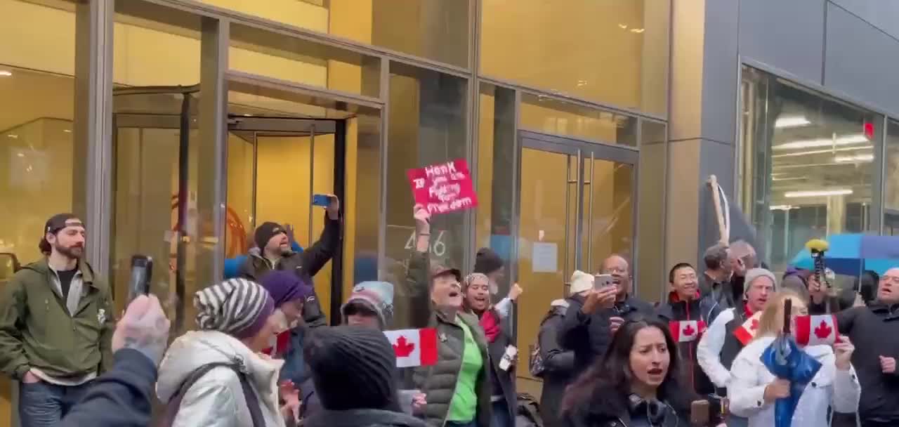In Front of the Canadian Embassy in NYC, Activists Show Their Support for the People of Canada
