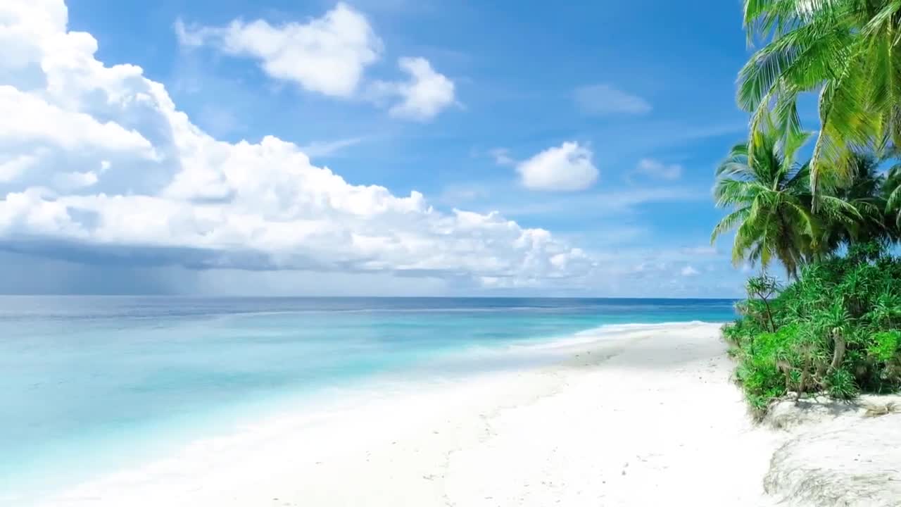 Relaxing beach and water with peaceful music