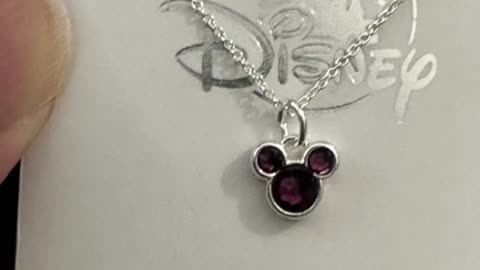 Disney Parks Mickey Mouse February Faux Emerald Birthstone Silver Color Necklace #shorts