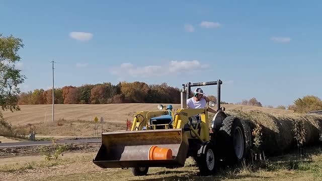 Moving Hay for Feeding the Flock for the Winter