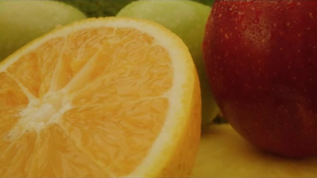 Different types of fresh fruit in presentation video