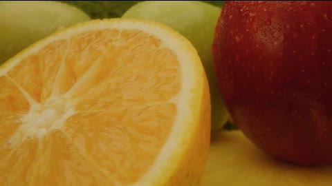 Different types of fresh fruit in presentation video