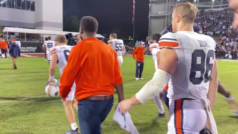 Head coach Cadillac Williams thanks crowd and players after loss