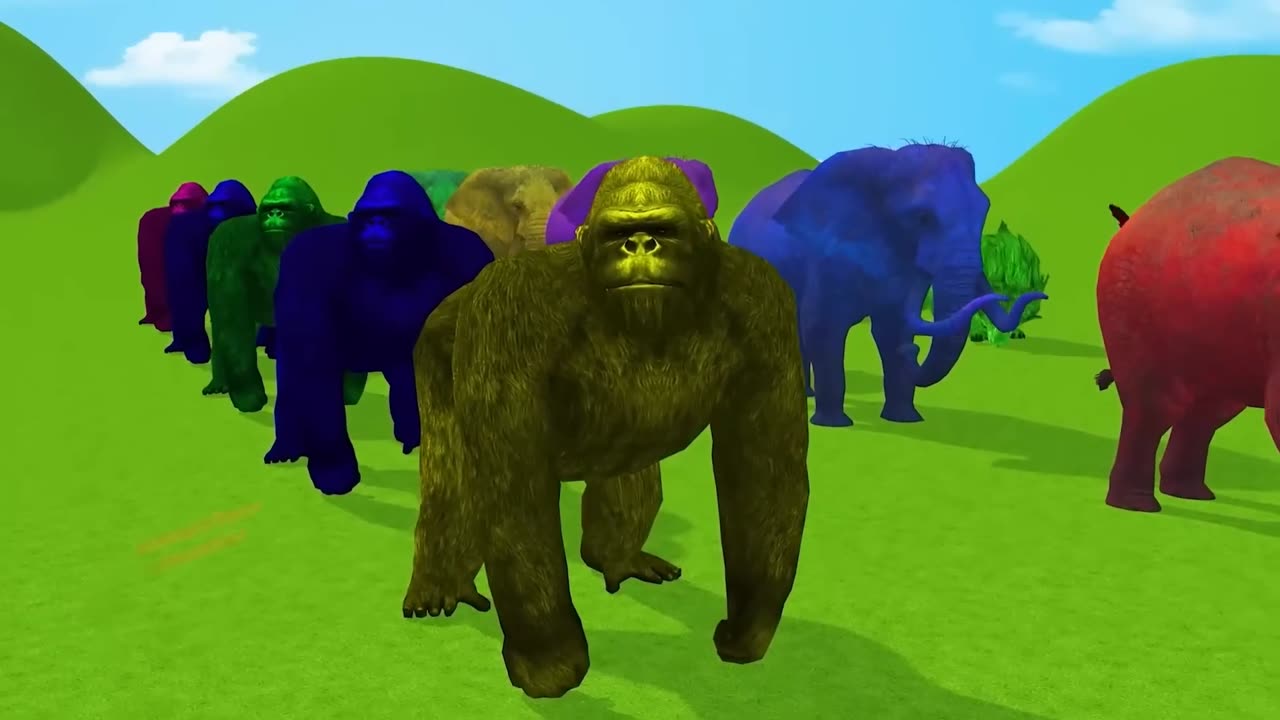 Paint & Animals Duck ,Gorilla , Lion , Elephant, Fountain Crossing Turtle Cartoon Game , Part 10