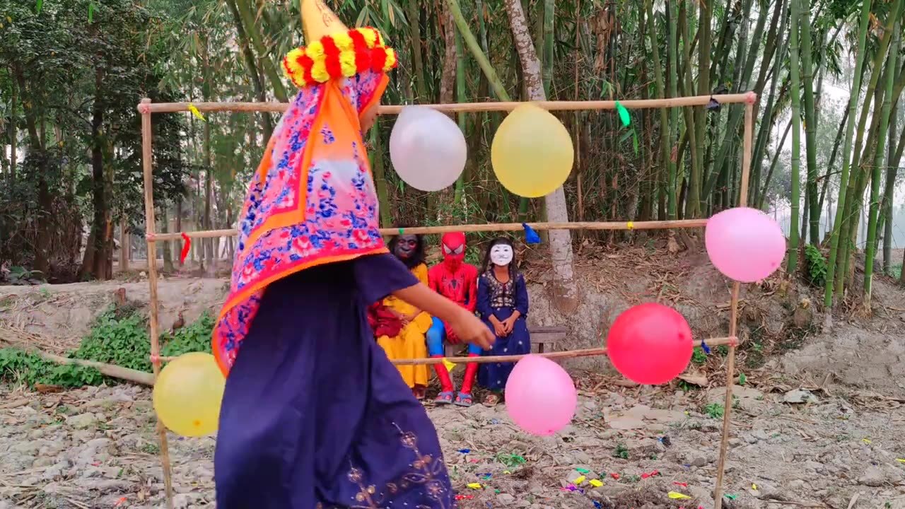 outdoor fun with Flower Balloons and learn colors for kids