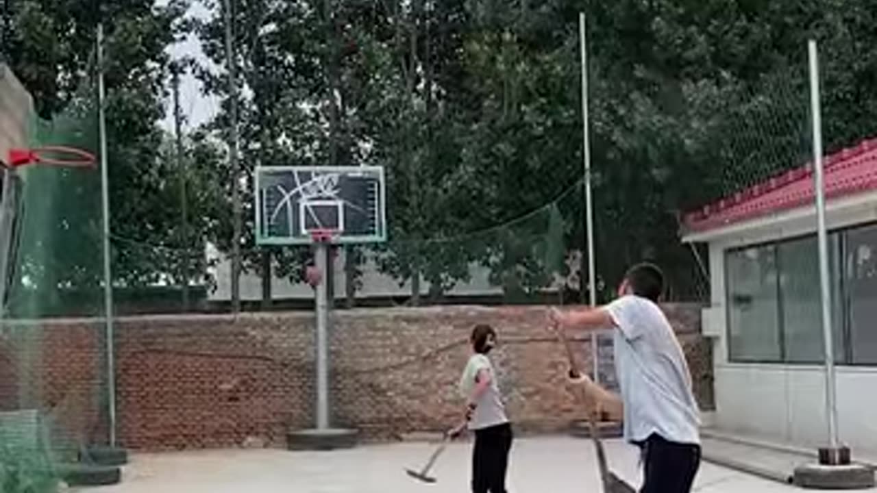 Shooting basketballs with shovels!