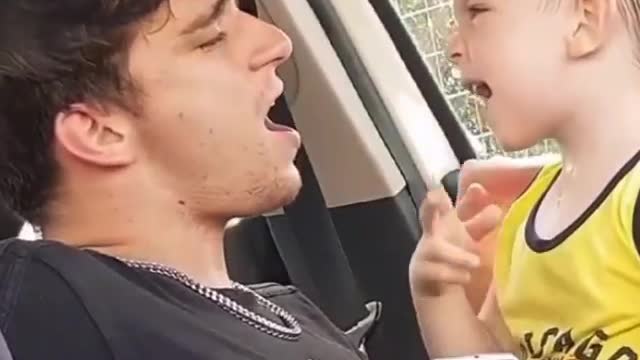 Adorable Son and Cute Dad Singing Beggin' by Maneskin