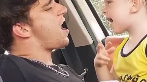 Adorable Son and Cute Dad Singing Beggin' by Maneskin