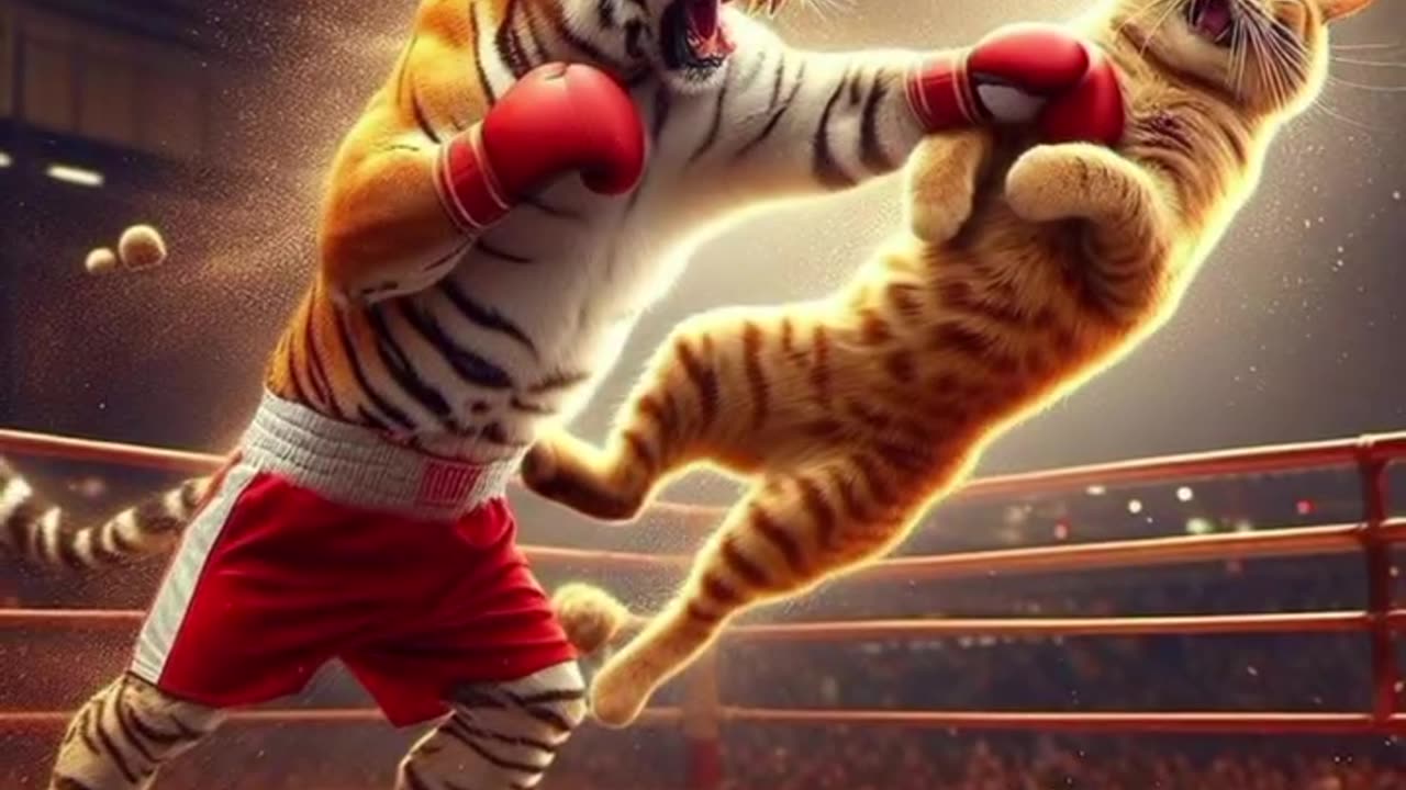 Wwe fight cute cat cat and tiger fight