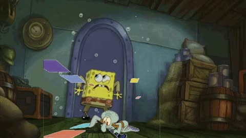 Squidward Is Playing With Tiles While SpongeBob Hides In The Storage Room 📦
