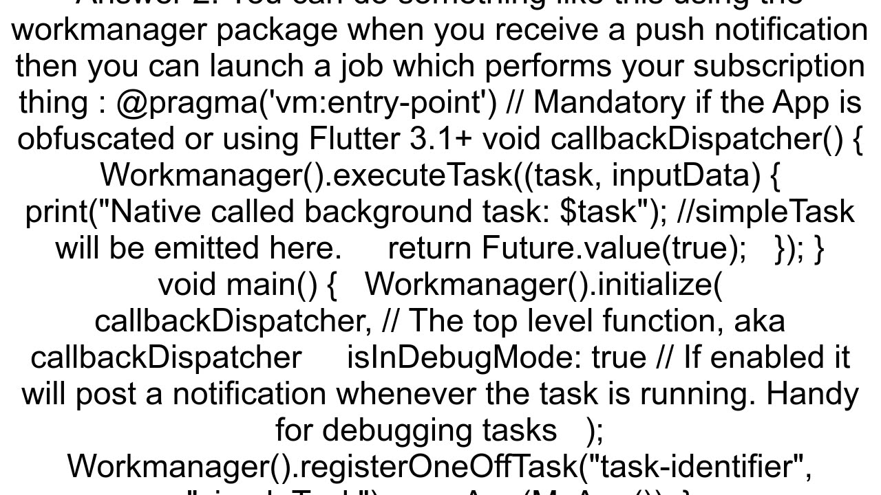 How to subscribe to a firebase topic from a flutter app when the app is in backgroundterminated sta