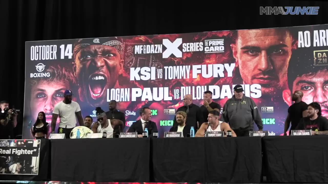 John Fury DESTROYS Press Conference Stage After Logan Paul, Dillon Danis, KSI, Tommy Fury Talk Trash