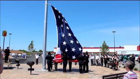 The Raising of the Flag ~ Morris' 9/11 Memorial Park ~ 6-14-12