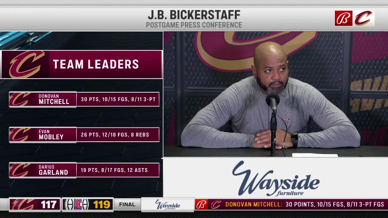 J.B. Bickerstaff wants Cleveland Cavaliers' loss to Los Angeles Clippers to be a learning experience