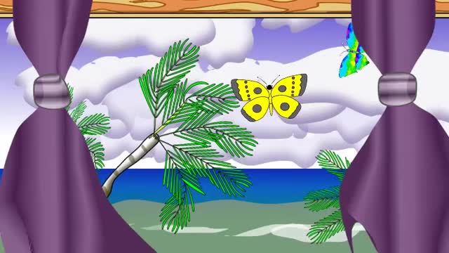 Beach Butterflies Window 001 (animation clip)