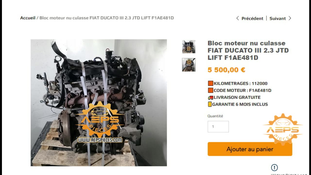 Bloc moteur nu culasse FIAT DUCATO III 2.3 JTD LIFT F1AE481D