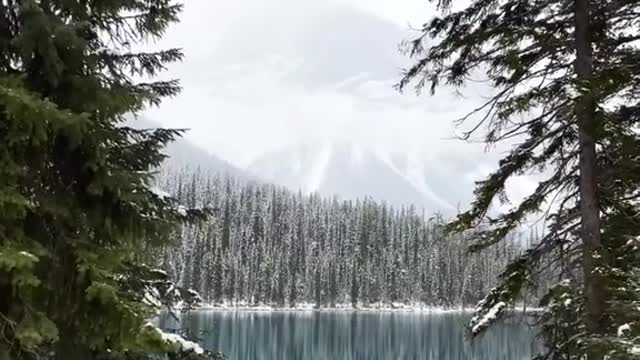 Christmas postcard like Lake Louise in Banff, Canada. 📍 Louise Lake