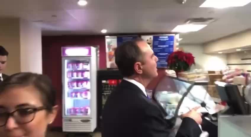 Traitor Adam Schiff being confronted in Washington D.C