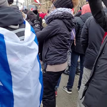 Ottawa February 6 - Freedom Protest Having a jump up and jump around to keep your toes warm.