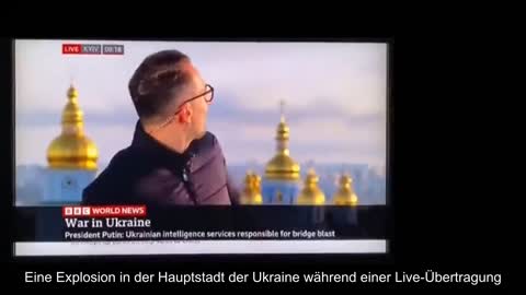 Eine Explosion in der Hauptstadt der Ukraine während einer Live-Übertragung auf der BBC