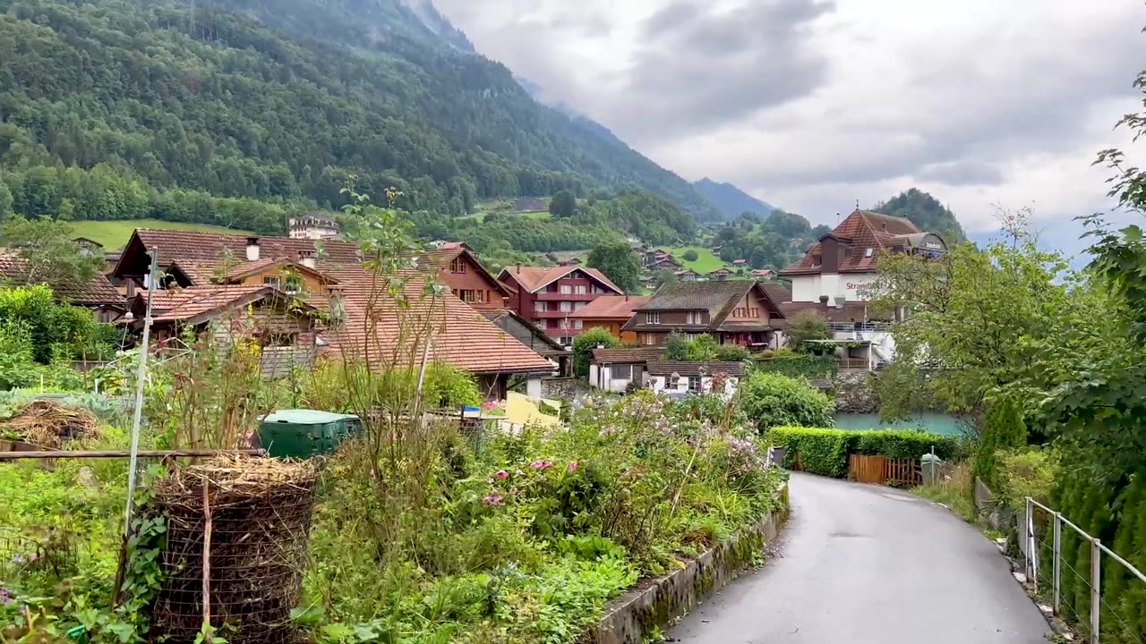 Isetlwald Switzerland, Beautiful small village on lake Brienz _ 4K walk tour-(1080p)