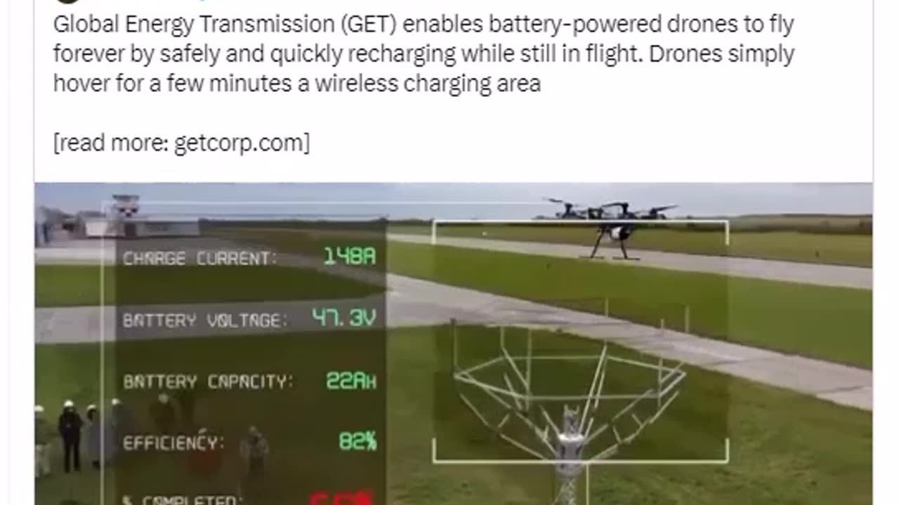 Via Vincent Kennedy: Wireless in flight recharge drone