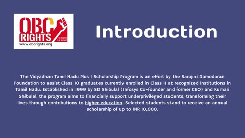 Who can get Vidyadhan Tamil Nadu Plus 1 Scholarship in TN